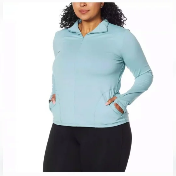 Shadow Sport - Fitted Mock-Neck Zip Front Jacket Blue sz M, Xl, 1x, 2x NWT - Picture 1 of 4